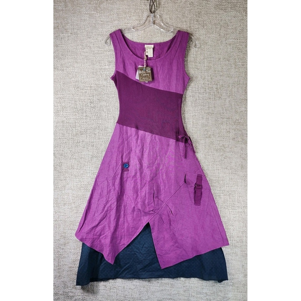 Matilda Jane Ekaterina Sleeveless Linen Cotton Midi‎ Dress Womens XS Purple NWT